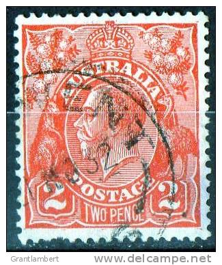 Australia 1926 King George V 2d Red Small Multiple Wmk - DERWENT TASMANIA PM - Used Stamps