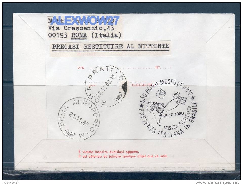 Italia / Italy 1980  --- Aereogramma TRASVOLATA ATLANTICA --- FDC / SPECIAL OBBLITERATION / VIAGGIATO - Interi Postali