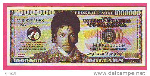 BILLET US FICTIF NEUF  UNC UNITED STATS OF AMERICA   MICHAEL  JACKSON   1 MILLION DOLLARD SERIES 2003 - Andere & Zonder Classificatie