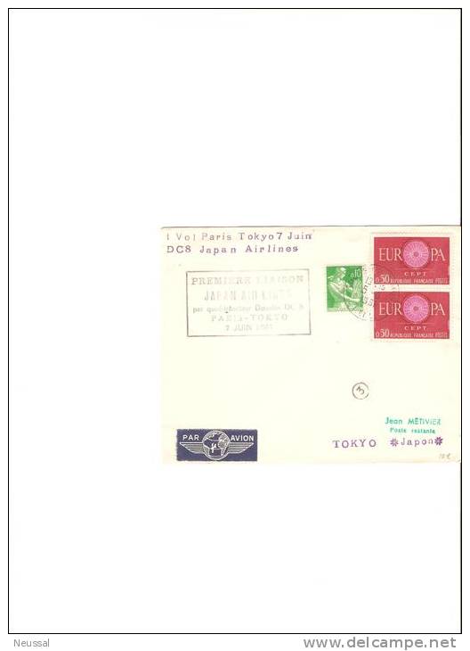 Vuelo  Paris- Tokyo 1961 - First Flight Covers