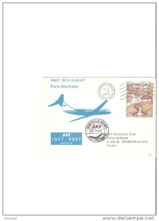 Vuelo  Paris-stocholm - First Flight Covers