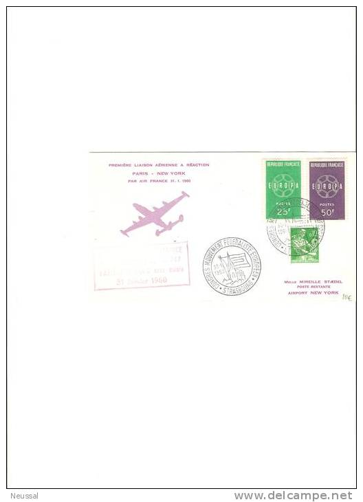 Primer Vuelo  Paris- New York 1960 - First Flight Covers