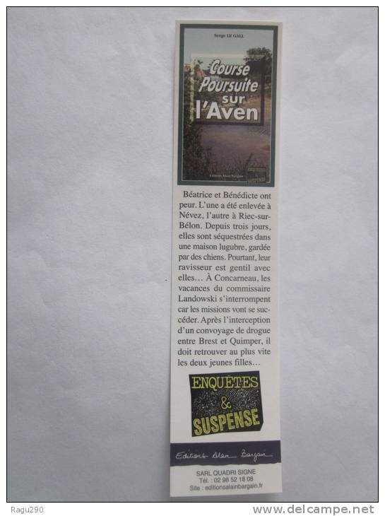 MARQUE PAGE DU ROMAN POLICIER  ALAIN BARGAIN  :  COURSE POURSUITE SUR L'  AVEN - Bookmarks