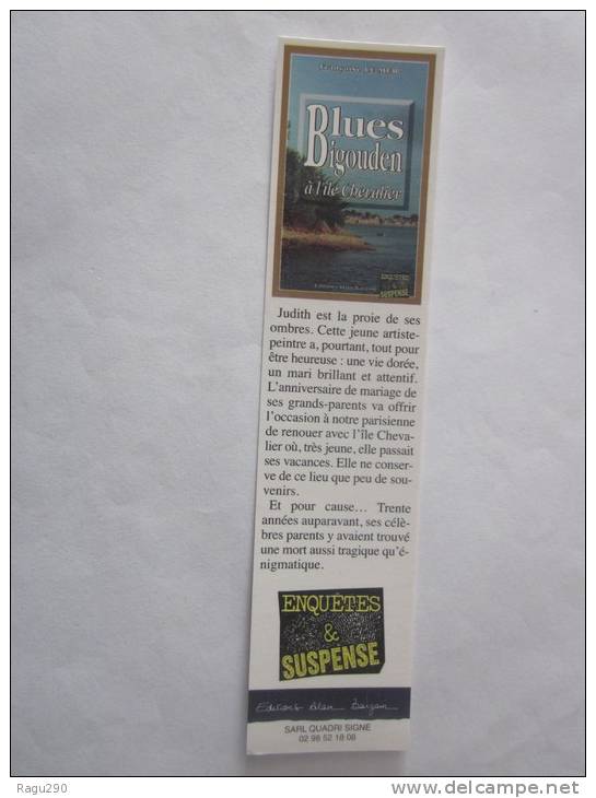 MARQUE PAGE DU ROMAN POLICIER  ALAIN BARGAIN  :  BLUES BIGOUDENS A L'  ILE CHEVALIER - Bookmarks