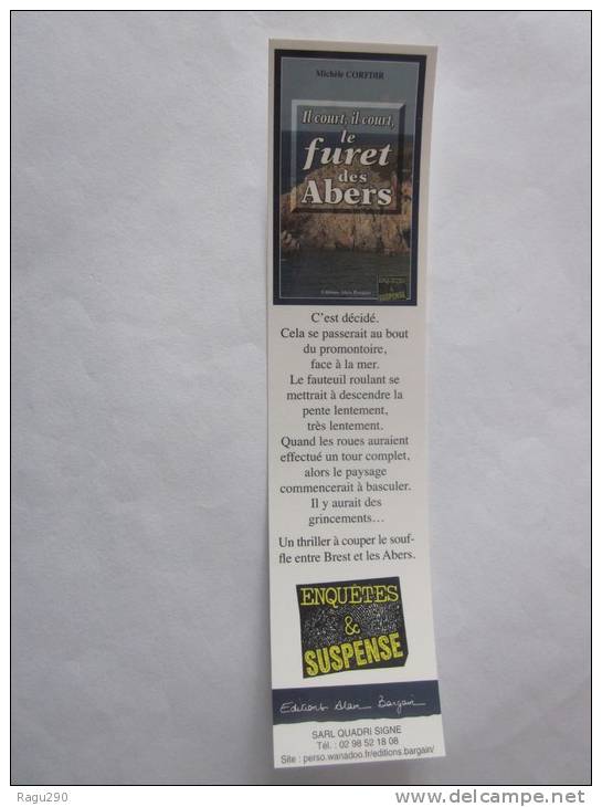 MARQUE PAGE DU ROMAN POLICIER  ALAIN BARGAIN  : IL COURT IL COURT LE FURET DES ABERS - Bookmarks