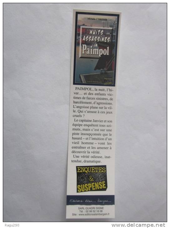 MARQUE PAGE DU ROMAN POLICIER  ALAIN BARGAIN  : NUITS ASSASSINES A PAIMPOL - Bookmarks