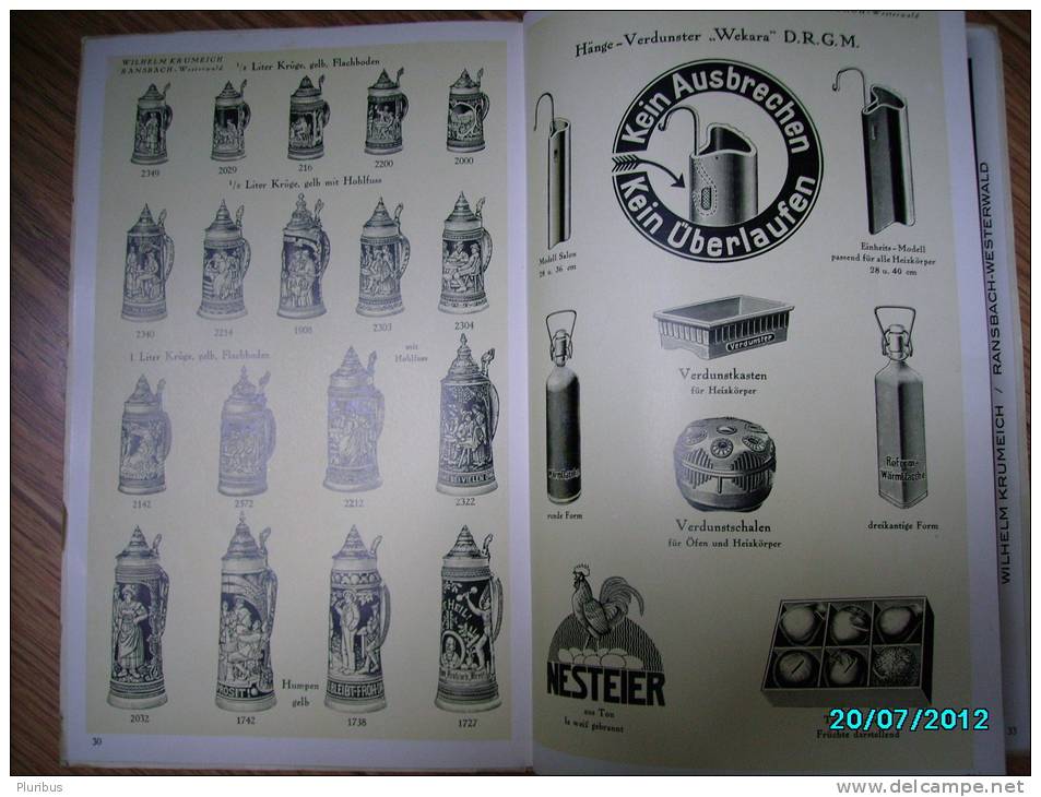 1931 PARAFEU WARE STONEWARE PORCELAIN BEER TANKARD CATALOG PRICE-LIST