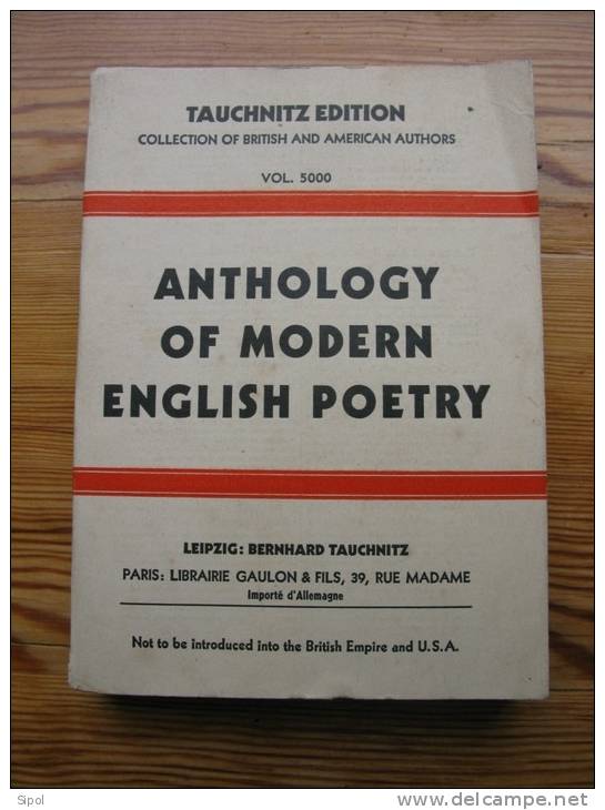 Anthology Of Modern English Poetry - Tauchnitz Edition Leipzig Vol.5000 1931 -  282 Pages - Poésie