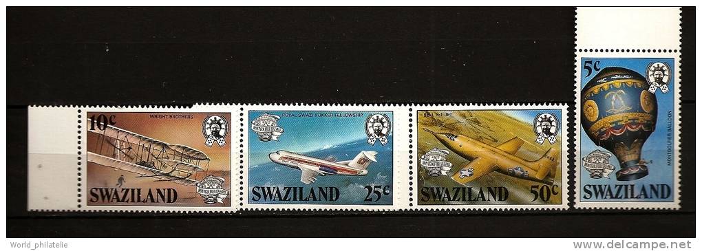 Swaziland 1983 N° 425 / 8 ** Atmosphère, Espace, Montgolfière, Avion, Frère Wright, Fokker Fellowship, Bell, Royal Swazi - Swaziland (1968-...)