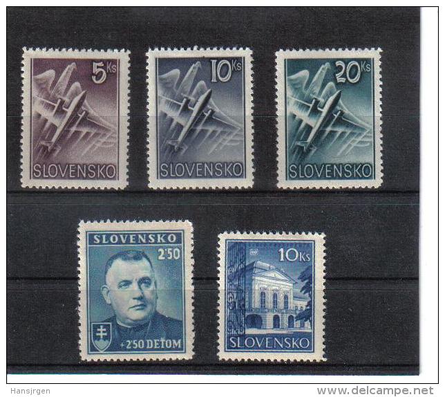 LOT345 SLOWAKEI 1039/45 LOT FALZMARKEN MICHL  69/70+76/78 (*) - Unused Stamps