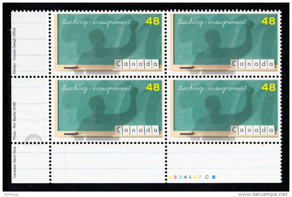 Canada MNH Scott #1961 Lower Left Plate Block 48c United Nations Teacher´s Day - Num. Planches & Inscriptions Marge