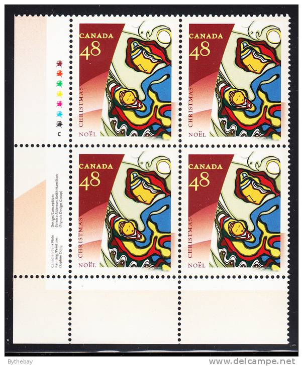 Canada MNH Scott #1965 Lower Left Plate Block 48c Aboriginal Art - Christmas - Num. Planches & Inscriptions Marge