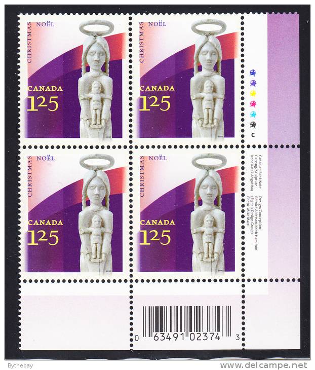 Canada MNH Scott #1967 Lower Right Plate Block $1.25 Aboriginal Art - Christmas - With UPC Barcode - Num. Planches & Inscriptions Marge