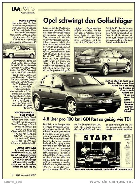 ADAC Motorwelt   9 / 1997  Mit :  Test - Der Neue Golf 4 - Neuheiten Auf Der IAA - Der Brandneue Opel Astra - Cars & Transportation