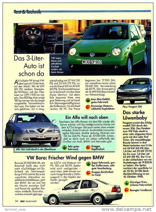 ADAC Motorwelt   10 / 1998  Mit : Kombi-Vergleichstest : Opel Astra , Skoda Octavia , Toyota Avensis - Automobile & Transport