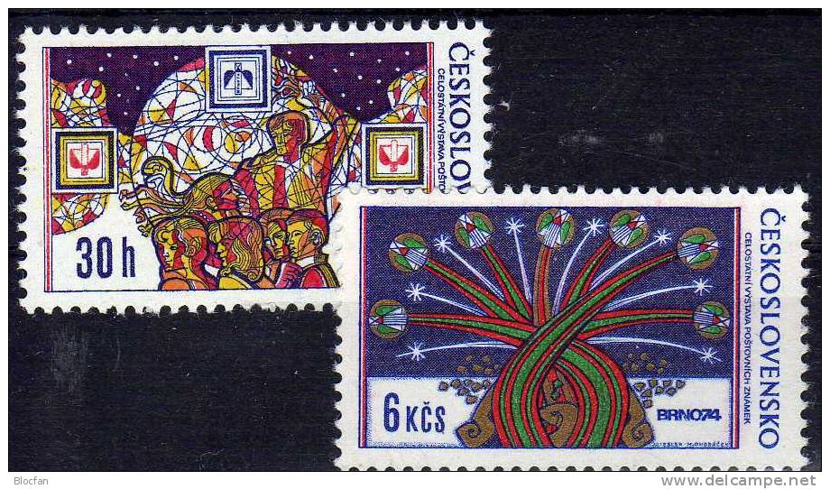 Expo BRNO 1974 CSSR 2209/0 ** 2€ Globus Feuerwerk Sammler-Gruppe Zur BMA Brünn Emblem Philatelic Set Of Tschechoslowakei - Unused Stamps