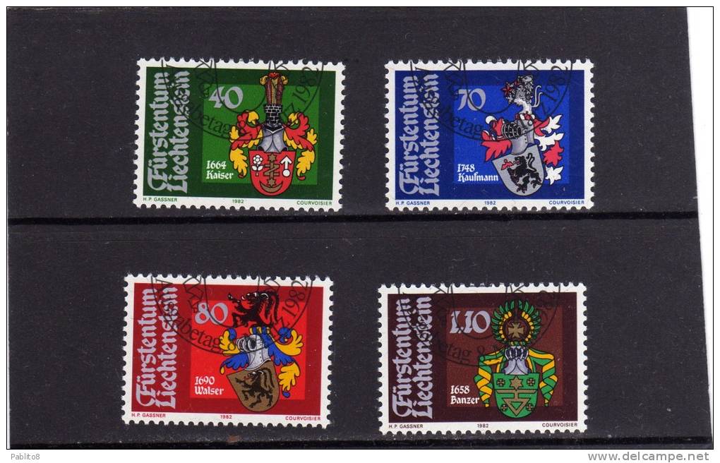 LIECHTENSTEIN 1980 COATS OF ARMS OF PREFECTS - STEMMI DEI PREFETTI LANDAMMANNI SERIE COMPLETA FDC - Oblitérés