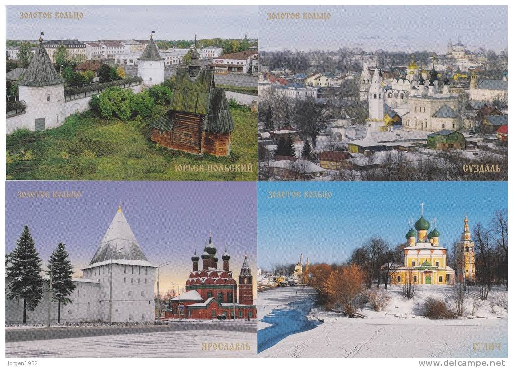 Russia Double Postal Card B 2010 #67/78 Golden Ring Of Russia (12 Postal Cards) - Enteros Postales