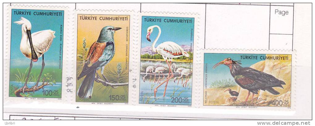 TURQUIE  N° 2176/2179 FAUNE DE TURQUIE OISEAUX SUJETS DIVERS ** - Neufs