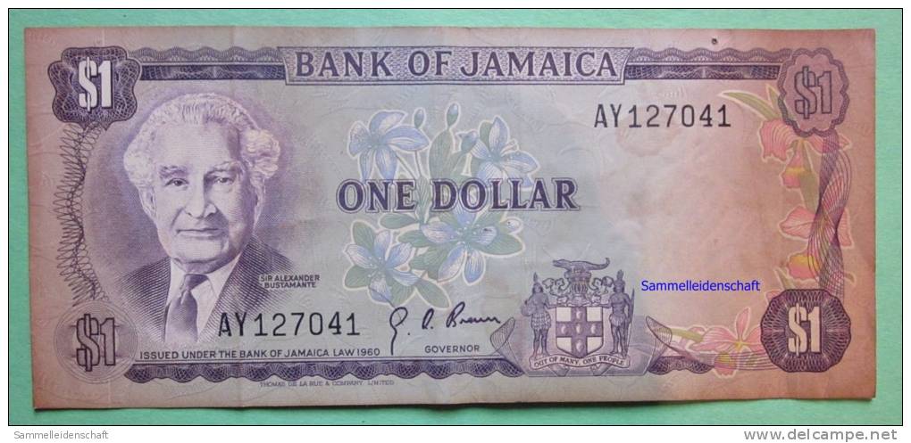 Geldschein Banknote JAMAICA 1 DOLLAR 1960 Papermoney. - Jamaica