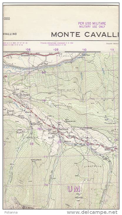 PAU#Y01 MAP - CARTINA Uso MILITARE - MONTE CAVALLINO IGM Anni ´60 - Topographische Karten