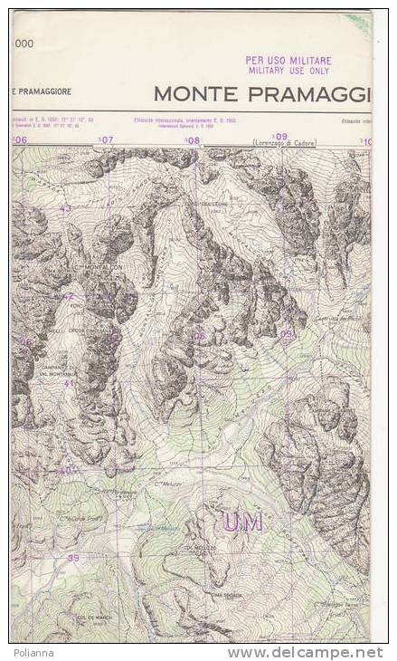 PAU#Y11 MAP - CARTINA Uso MILITARE - MONTE PRAMAGGIORE  IGM 1962 - Cartes Topographiques