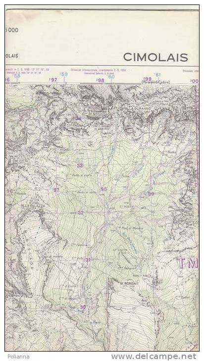 PBU#Y37 MAP - CARTINA Uso MILITARE - CIMOLAIS  IGM 1969 - Topographical Maps