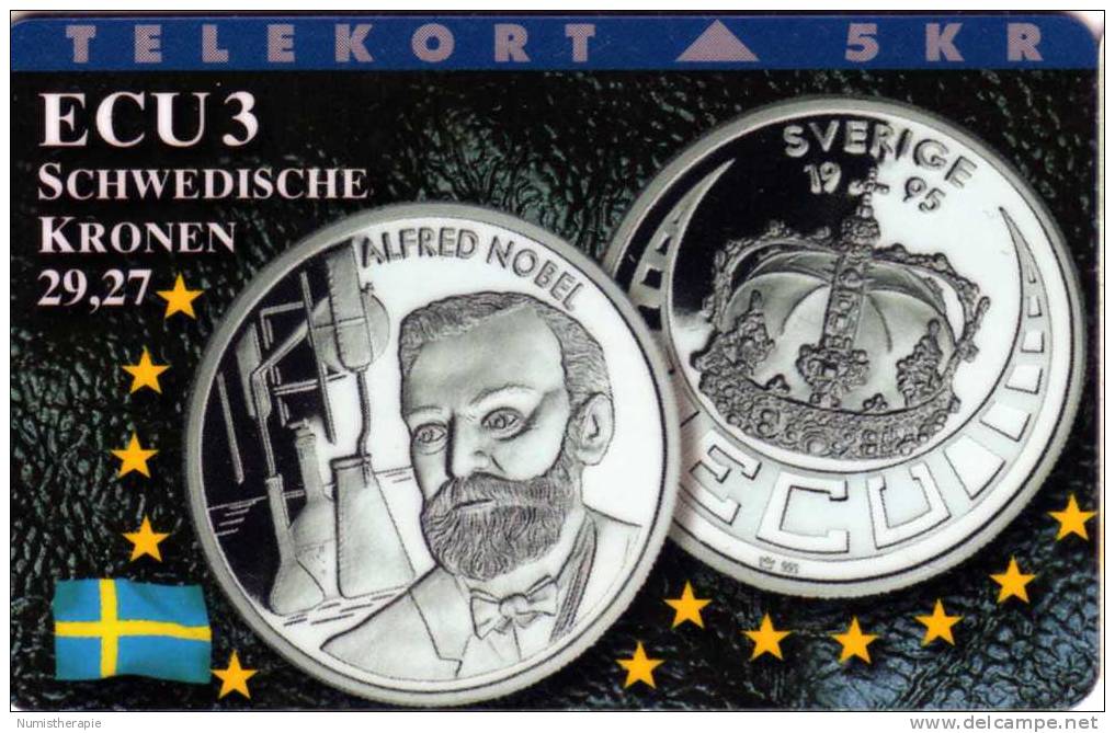 Teledanmark 5KR : Numistherapie Pièce ECU Suédoise : Alfred Nobel - Stamps & Coins