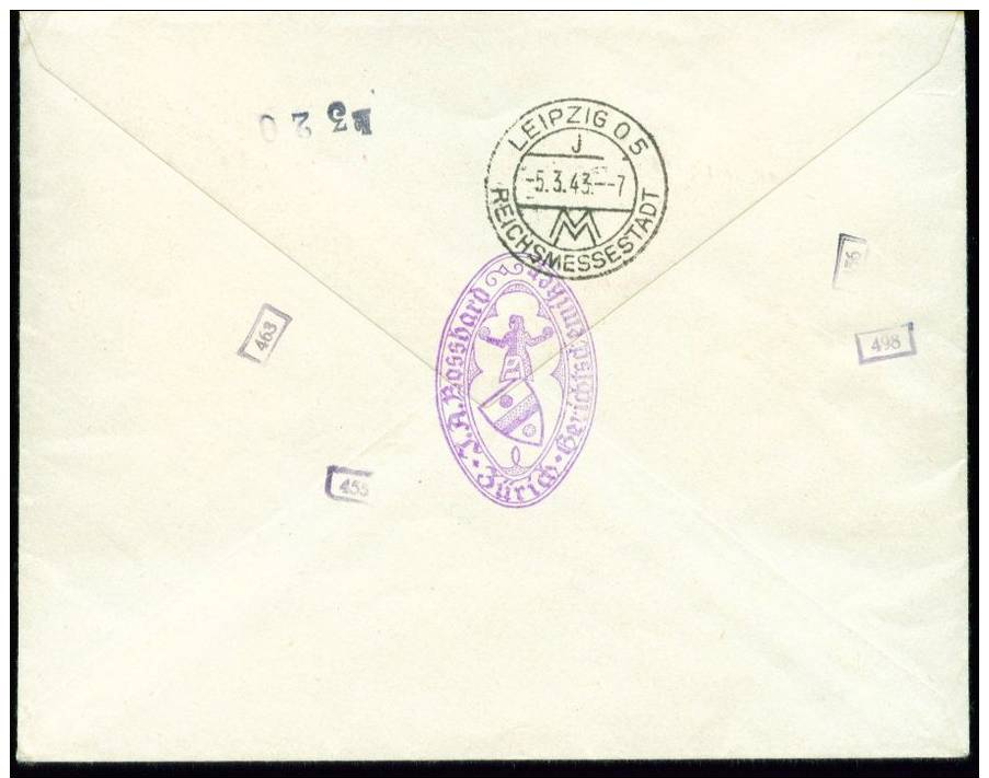 SCHWEIZ, 1943 R.-Brief Von Zürich Nach Leipzig, Zensur, (12603) - Storia Postale