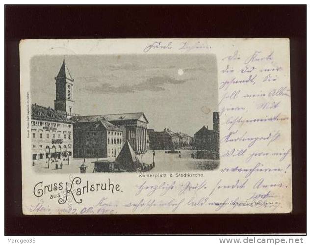 Gruss Aus Karlsruhe Kaiserplatz &amp; Stadkirche édit.carl Leykum - Karlsruhe