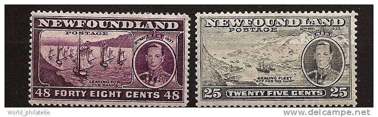 Terre-Neuve Newfoundland 1937 N° 217 / 8 Iso ** George VI, Flotille, Chasseurs De Phoques, Morutiers, Chasse, Bateaux - 1908-1947