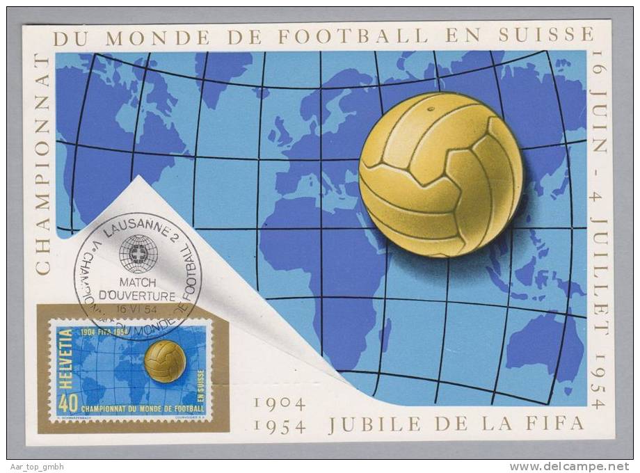 Motiv Fussball Football WM 1954 Maximumkarte Eröffnung- /Rückseite Endspiel - 1954 – Zwitserland