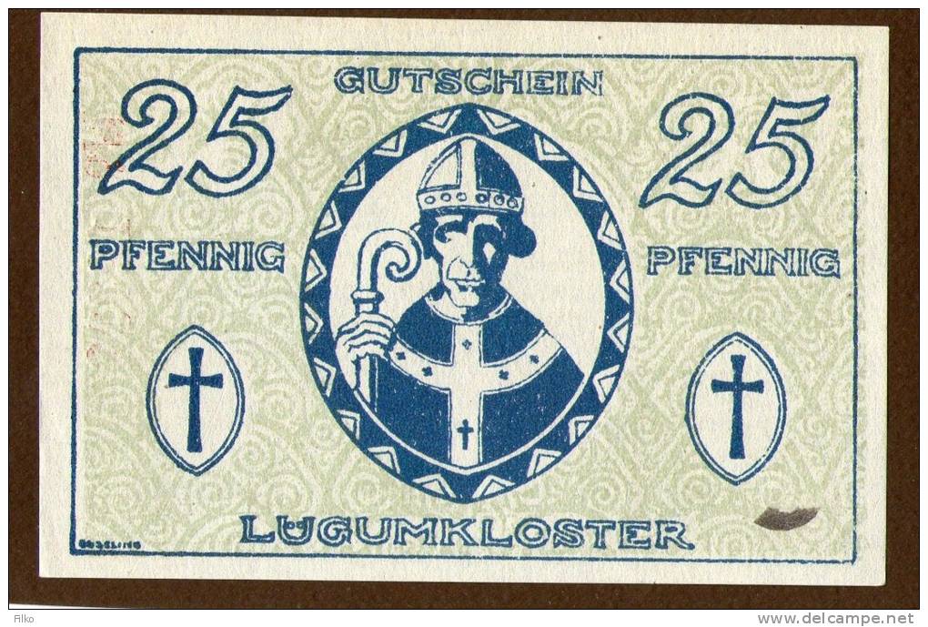Denmark,Lugumkloster,25 Pfennig,10.01.1920 ,UNC,as Scan - Dinamarca