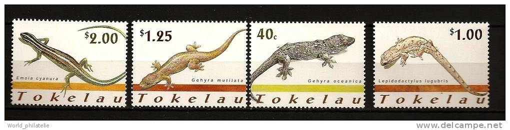 Tokelau 2001 N° 263 / 6 ** Faune, Lézards, Gehyra Oceanica, Lepidodactylus Lugubris, Gehyra Mitilata, Emoia Cyanura - Tokelau