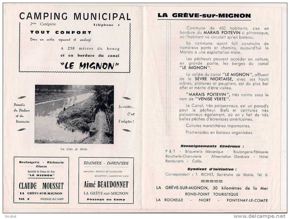 ### Publicité 4 Volets , Camping De La Grève Sur Mignon , 17,  2 Scans , 1967 ,  Frais Fr : 1.55€ - Publicités