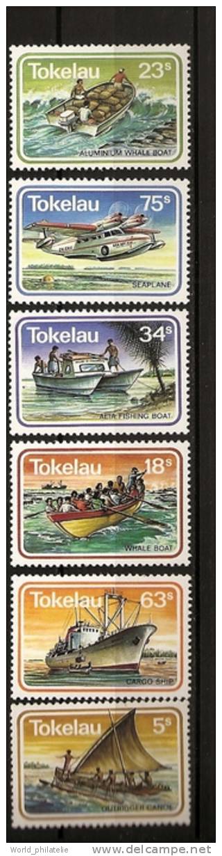 Tokelau 1983 N° 91 / 6 ** Bateau, Transport Maritime, Canoë à Balancier, Baleinière, Pêche, Cargo, Hydravion, Baleines - Tokelau