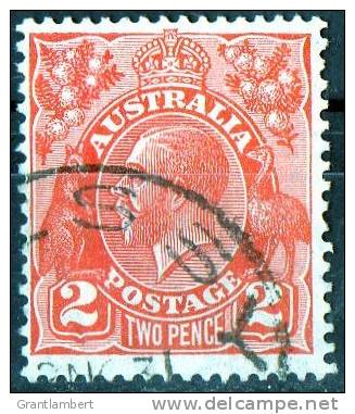 Australia 1926 King George V 2d Red Small Multiple Wmk - CRESSY TASMANIA PM - Gebraucht