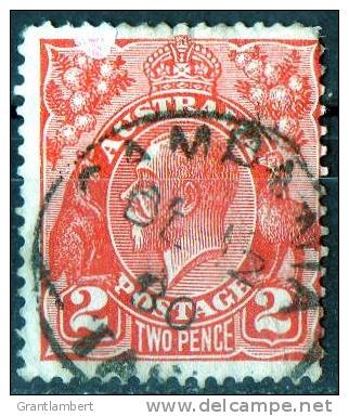 Australia 1926 King George V 2d Red Small Multiple Wmk - CAMPANIA TASMANIA PM - Used Stamps