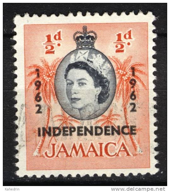 Jamaica 1962, Queen Elizabeth II - Palms, Overprint: Independence (o), Used - Jamaica (1962-...)