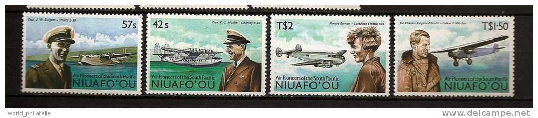 Tonga Niuafo'ou 1987 N° 94 / 7 ** Pionniers, Avions, Sikorsky, Shorts, Fokker, Lockheed Electra, Hydravion, Burgess - Tonga (1970-...)