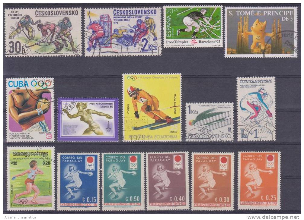 Lote De Sellos Usados / Lot Of Used Stamps  "DEPORTES SPORTS Lanzamiento De Disco +Jockey+Ski"   S-1135 - Hockey (Ijs)