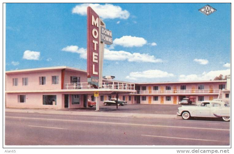 Fresno CA California, Down Towne Motel, Lodging, Auto On C1950s Vintage Postcard - Fresno