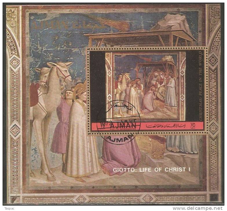 Ajman 1972 Mi# Block 387 A Used - Life Of Crist By Giotto (I) - Ajman