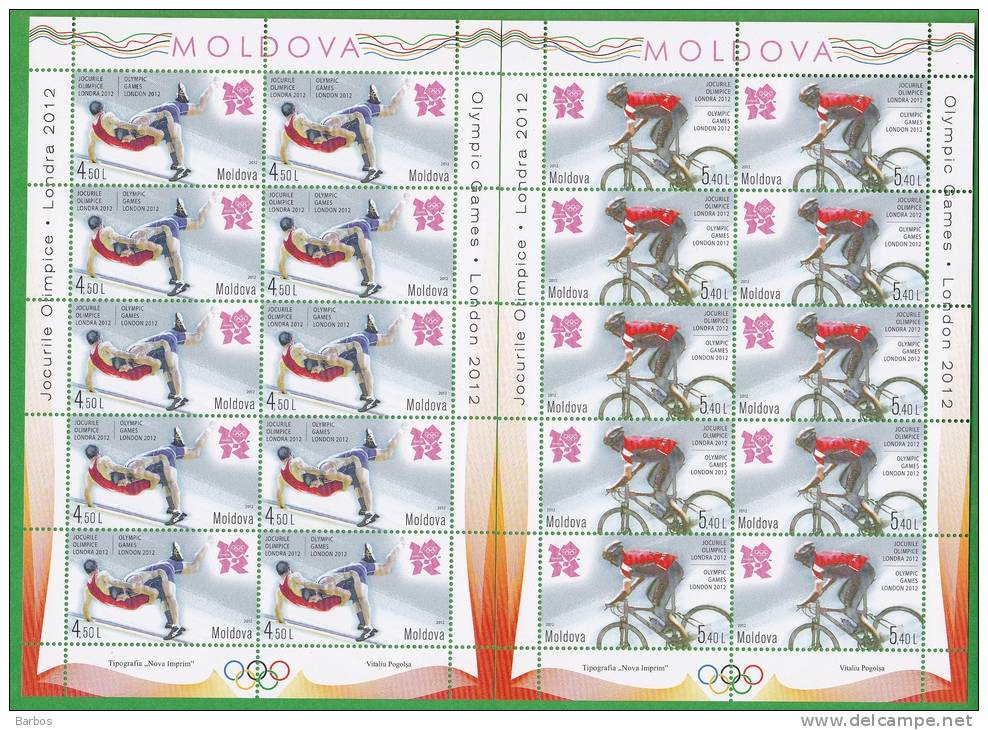 MOLDOVA ,  MOLDAU ,  MOLDAWIEN ,  LONDON ; 2012  ; Summer Olympic Games ;  2 Sheetlets ,  MNH - Sommer 2012: London