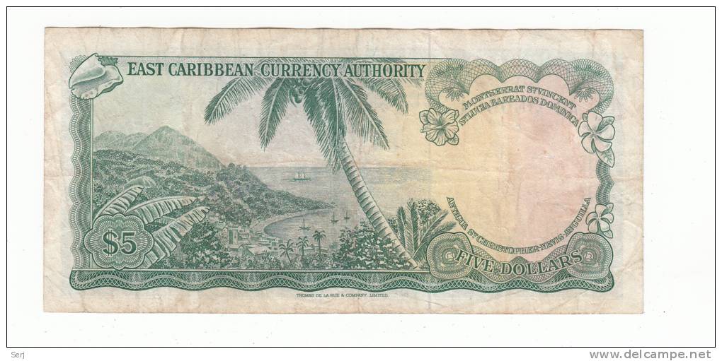 East Caribbean States 5 Dollars 1965 VF P 14a  14 A - Caribes Orientales