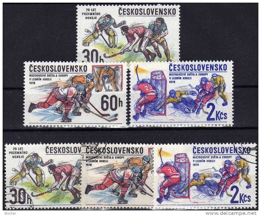 Feldhockey 1978 Hockey-Spieler CSSR 2434, 2435/6 ** Plus O 2€ Eishockey EUROPA Championat Sport Set Of Tschechoslowakei - Jockey (sobre Hierba)