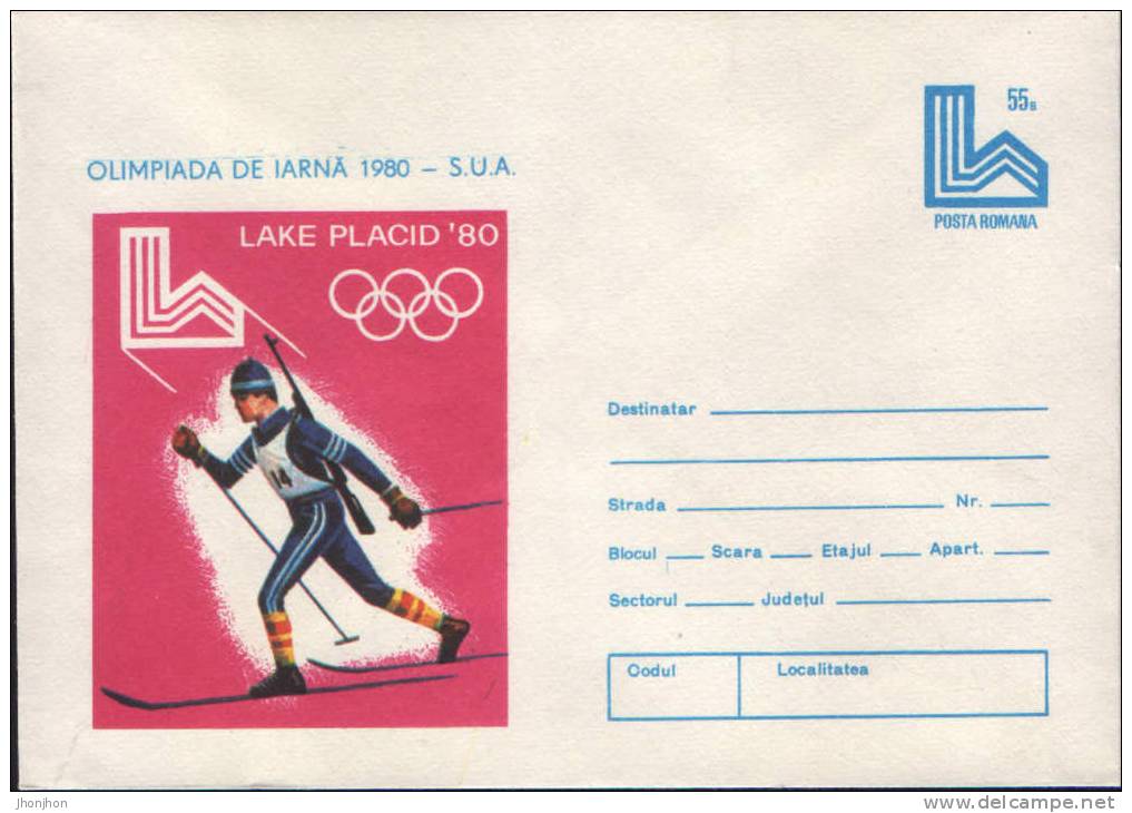 Romania-Postal Stationery Cover 1980-Biathlon;le Biathlon;Besonderes Biathlon-unused - Invierno 1980: Lake Placid