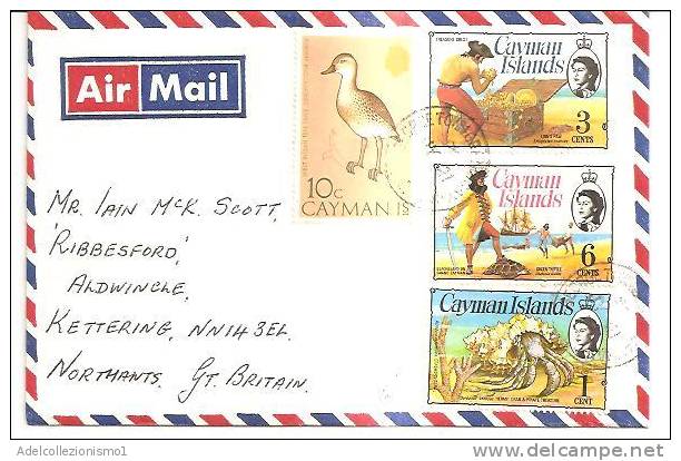 57601)lettera Aerea Cayman Islands Con 4 Valori + Annullo - Kaimaninseln