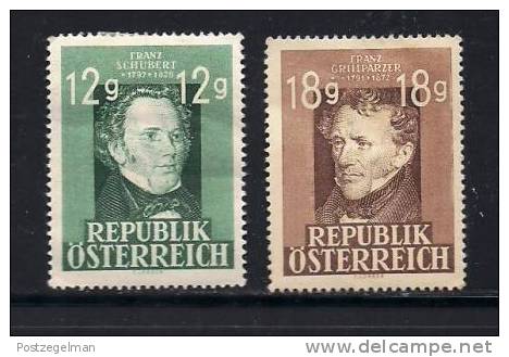 AUSTRIA 1947 Mint Hinged Stamp(s) Franz Grillparzer Nrs. 801-802 - Unused Stamps