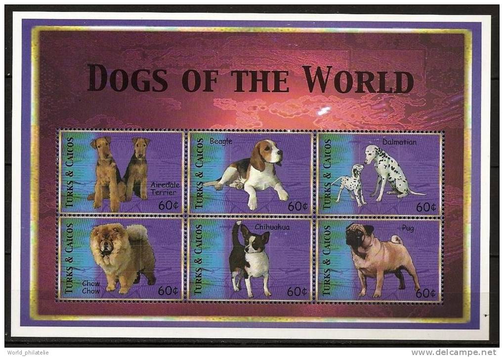 Turks Et Caicos 2000 N° 1402 / 7 ** Chiens, Airedale Terrier, Beagle, Dalmatien, Chow Chow, Chihuahua, Carlin - Turks & Caicos (I. Turques Et Caïques)